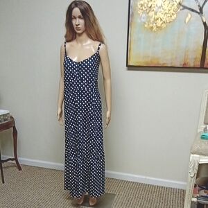 Elegant Black and White Polka Dot Maxi Dress